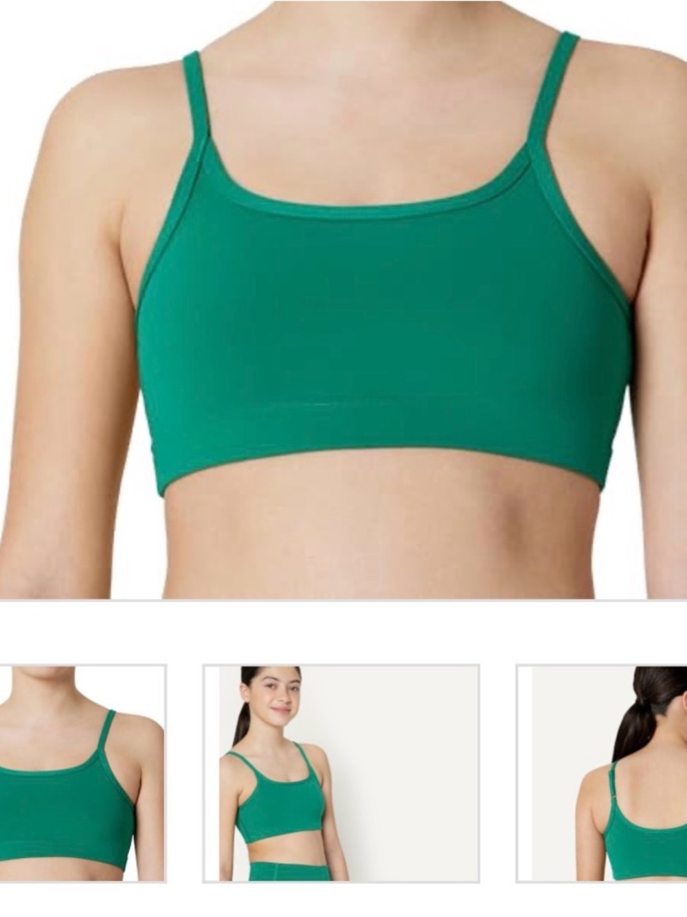 Amazon Essentials Green Seamless Bralette with Thin Straps